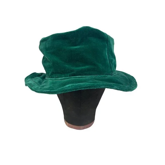 New Marc Vachon Hollywood Pine Green Velvet Fedora Rocker Hat 60cm / 24” Sz L